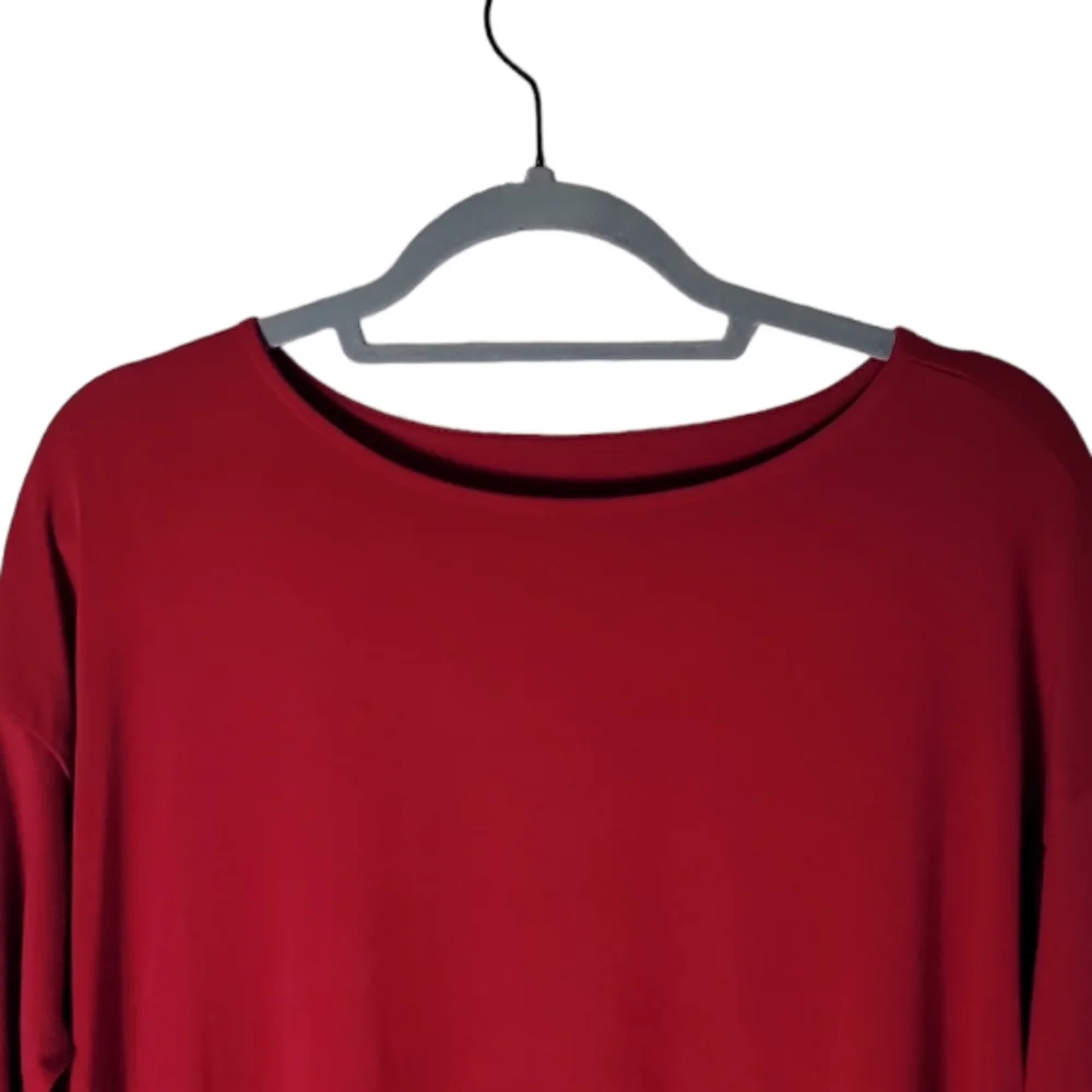 J. Jill luxe Smsupima tunic top women's medium red long sleeve cotton modal